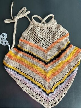 ✨ NWT Love Knits NYC Boho Chevron Crochet Halter Top XL